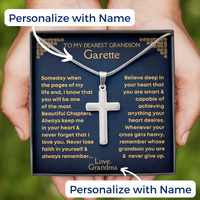 Thumbnail for Grandson, Never Lose Faith - Cross Necklace With Personalized Message Card-002