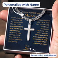Thumbnail for Son, Faith - Cuban Chain Cross Necklace w/ Personalized Message Card