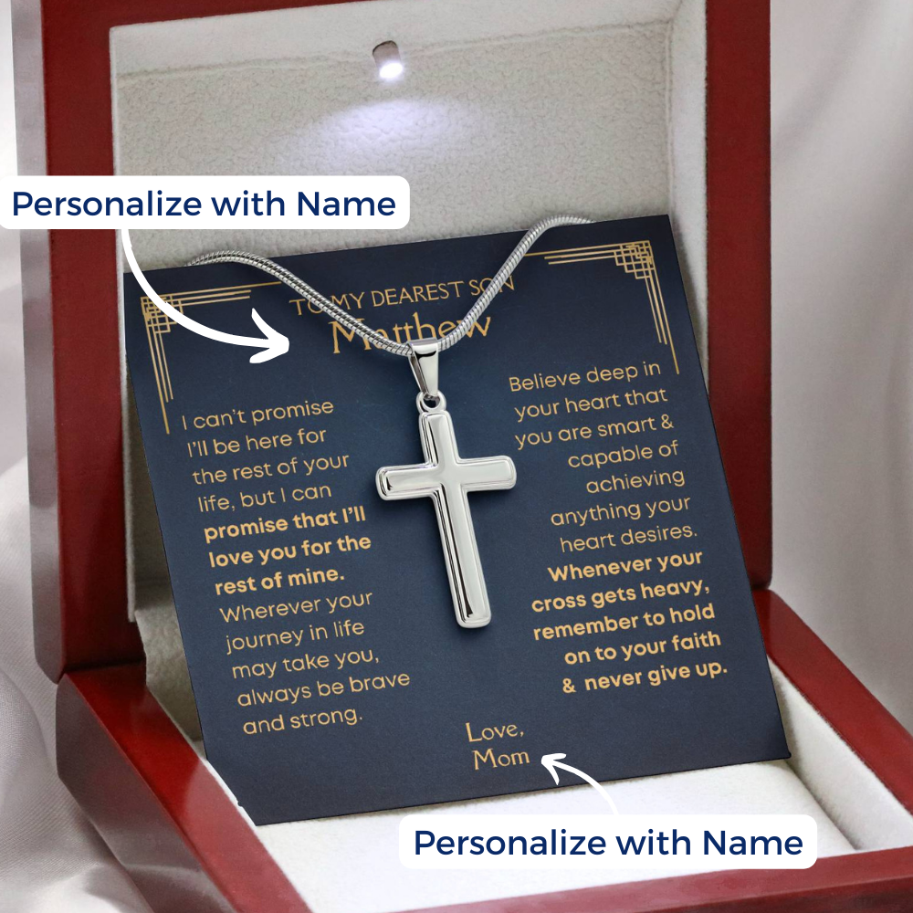 Son, Faith - Cross Necklace W/ Personalized Message Card (S41)