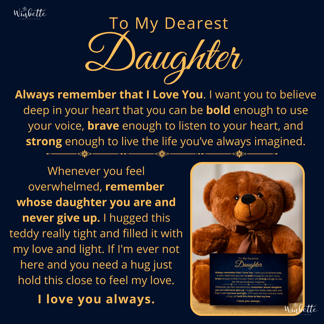 [Almost Sold Out!] Daughter, Always Remember - Teddy Bear with Canvas Message Card (D11)