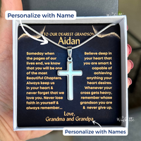 Thumbnail for Grandson, Never Lose Faith - Cross Necklace w/ Personalized Message Card (GS37-P-UGC)