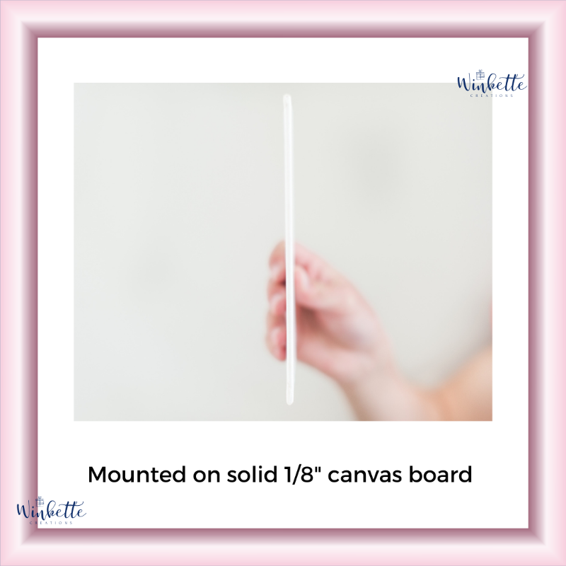 Hand holding a white strip against a solid 1/8" canvas board with Winbette branding.