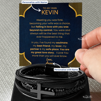 Thumbnail for My Man, My Great Love Story - Men's Cross Bracelet w/ Personalized Message Card (M2-P)