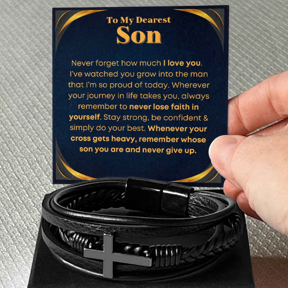 [ALMOST SOLD OUT] Son, Never Give Up - Leather Cross Bracelet (SON40)