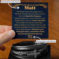 Thumbnail for Son, My Beautiful Chapters - Leather Cross Bracelet With Personalized Message Card