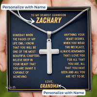 Thumbnail for Grandson, Beautiful Chapters - Cross Necklace with Personalized Message Card (GS43-P)