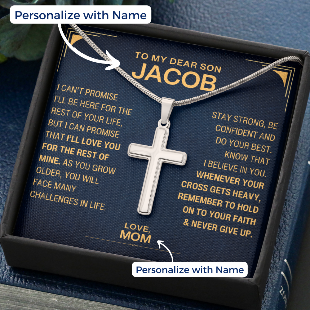 Son, Do Your Best - Cross Necklace With Personalized Message Card (S44-P)