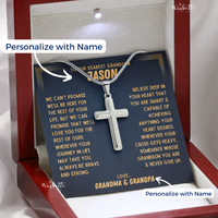 Thumbnail for Grandson, Never Give Up - Cross Necklace With Personalize Message Card (GS44-P)