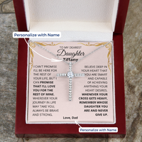 Thumbnail for Daughter, Never Give Up - CZ Cross Necklace W/ Personalized Message Card