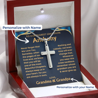 Thumbnail for Grandson, Never Give Up - Cross Necklace with Personalized Message Card (GS46-P)