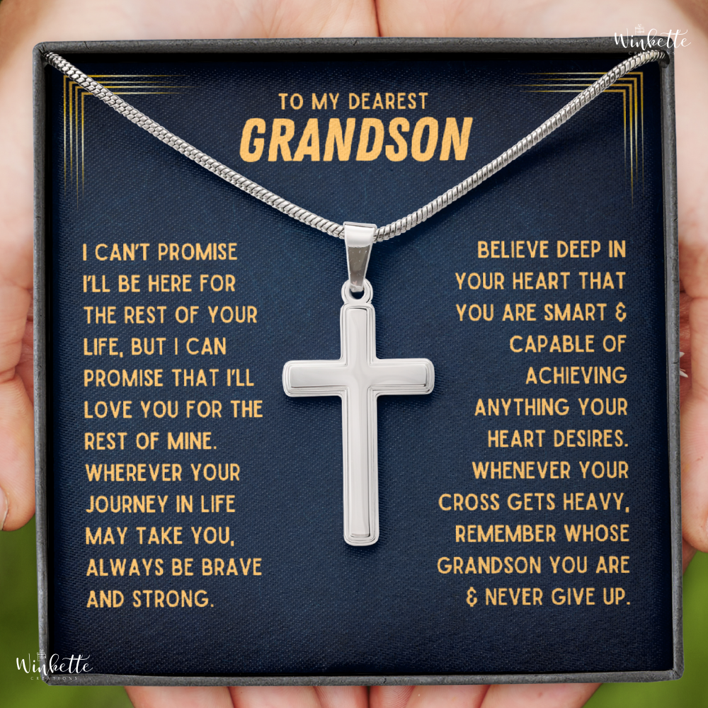 [LOW IN STOCK!] Grandson, Never Give Up - Cross Necklace (GS44)