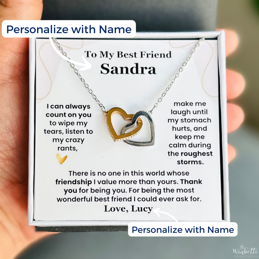 To My Best Friend - Interlocking Hearts Necklace Personalized (BF28-P)