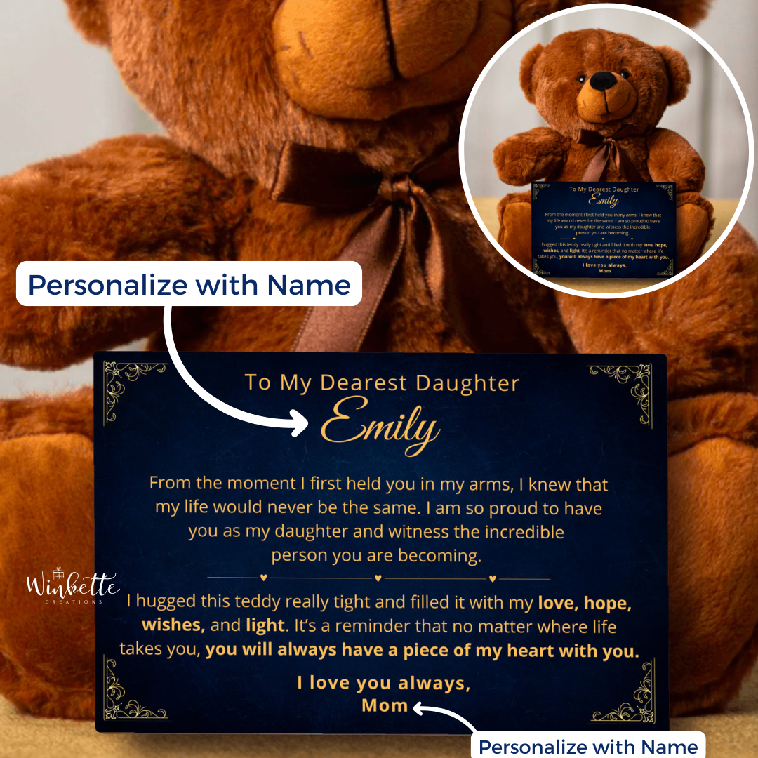 Daughter, Piece Of My Heart - Teddy Bear with Personalized Canvas (D21-P)