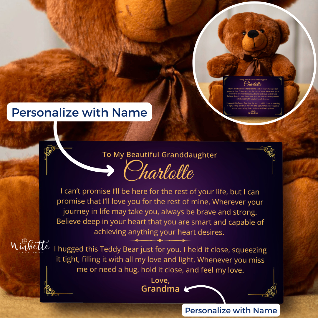 Granddaughter, Brave and Strong- Teddy Bear with Personalized Canvas (GD91-P)