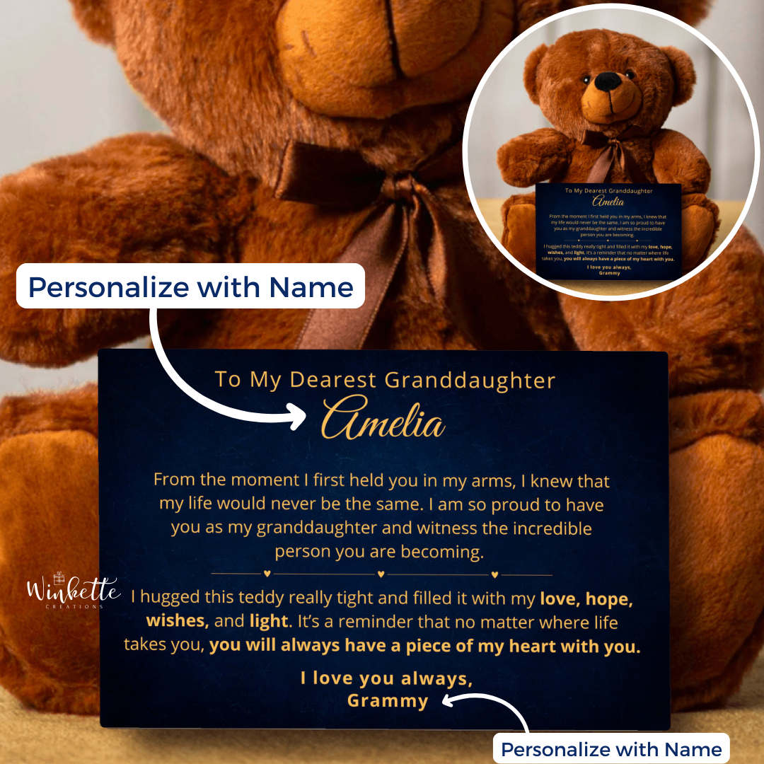 Granddaughter, Piece Of My Heart - Teddy Bear with Personalized Canvas (GD94-P)