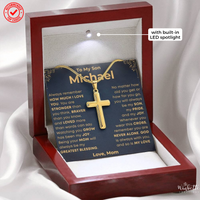 Thumbnail for To My Son, Cross Necklace with Personalized Message Card Gift Set (S75-P)