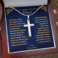 Thumbnail for Grandson, Never Lose Faith - Cross Necklace With Personalized Message Card (GS31-P)