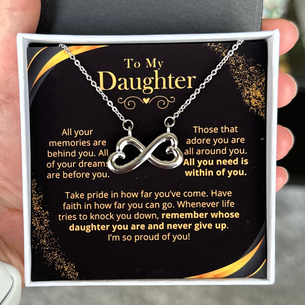 Daughter, Proud Of You - Infinity Hearts Necklace (D14)