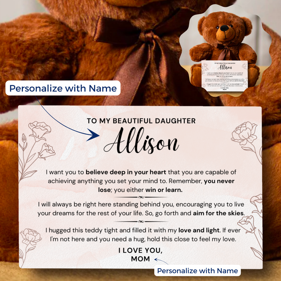 Daughter, Aim For The Skies - Teddy Bear With Personalized Canvas (D15-P)