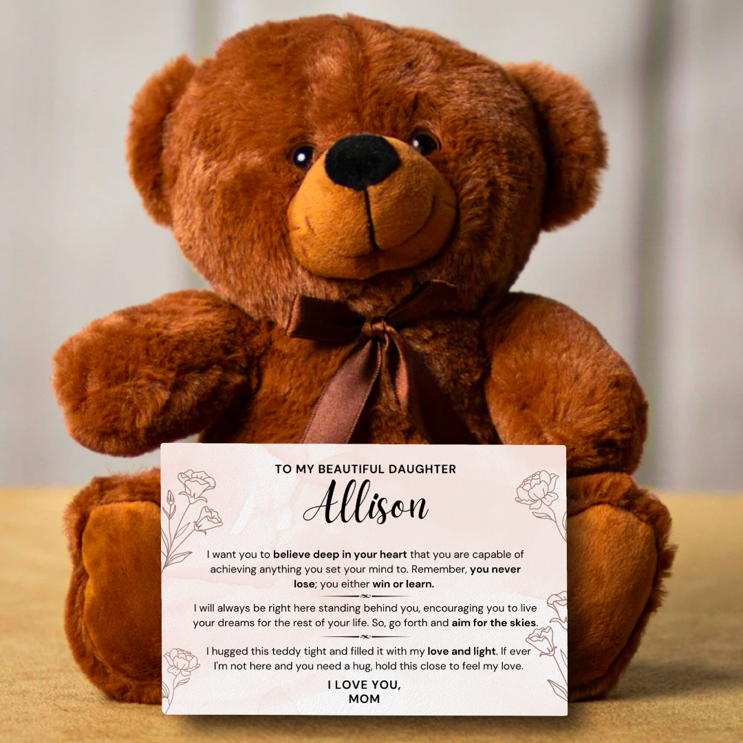 Daughter, Aim For The Skies - Teddy Bear With Personalized Canvas (D15-P)