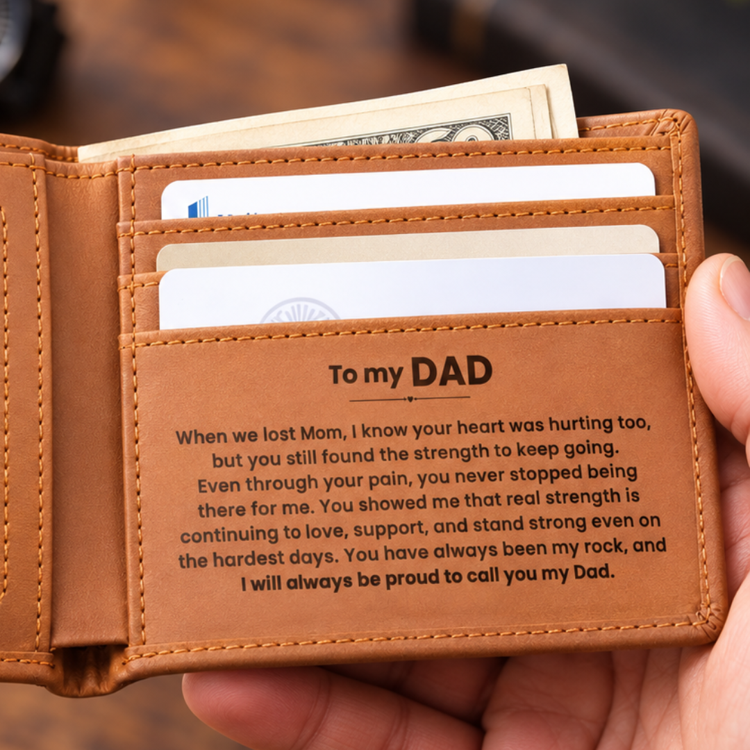 To My Dad, You Are My Rock - Leather Wallet (DAD07)