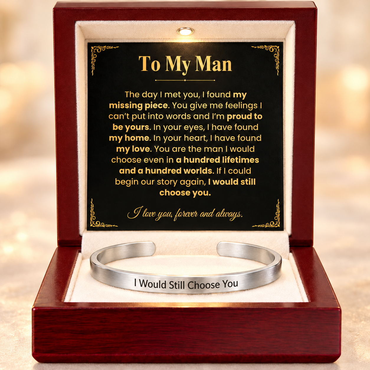 To My Man - Custom Engraved Cuff Bracelet Gift Set (M4)