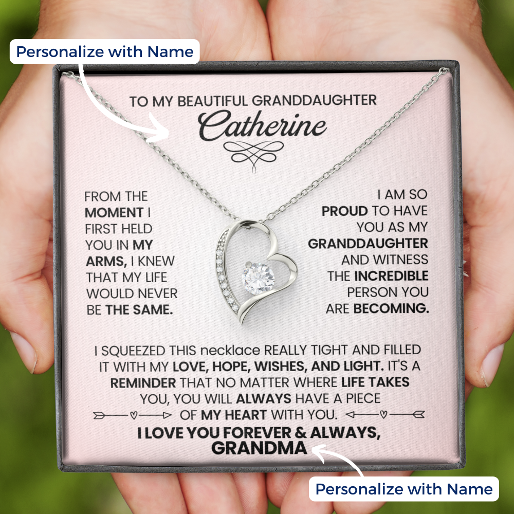 Granddaughter, Piece Of My Heart - Forever Love Necklace with Personalized Message Card (GD100-P)