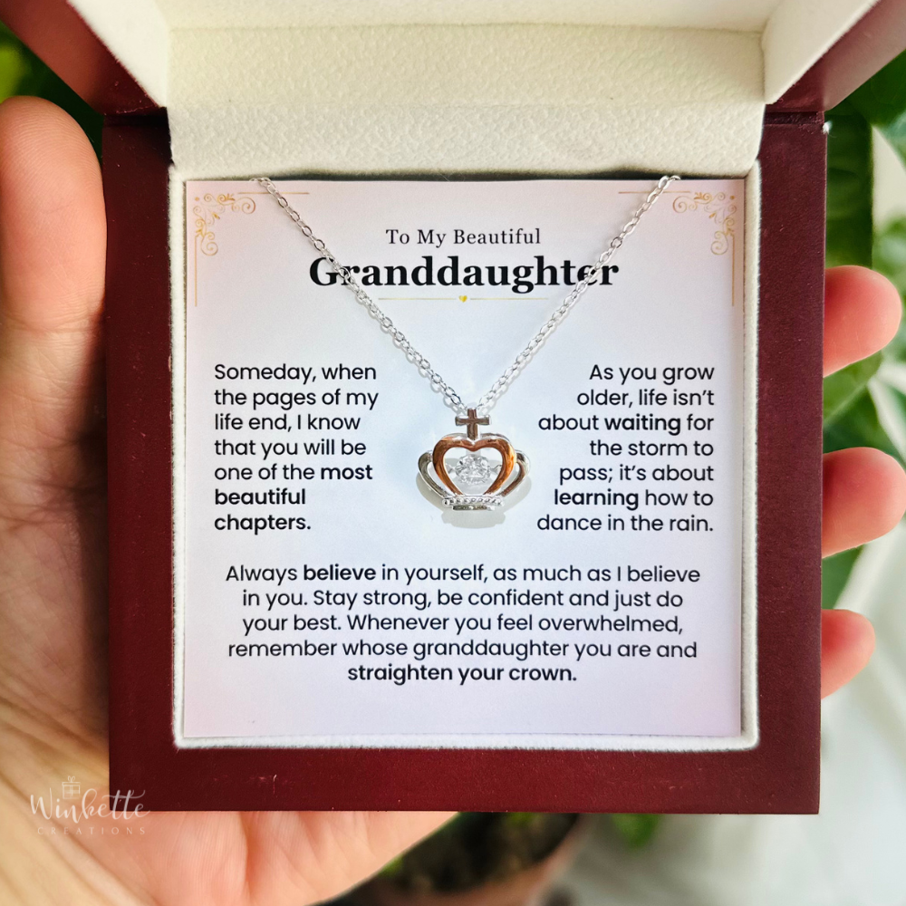 Granddaughter, Believe - Crown Pendant Necklace (GD109)