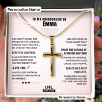Thumbnail for Granddaughter, Hold On to Your Faith - Gold Cross Necklace - Personalized (GD125-P)