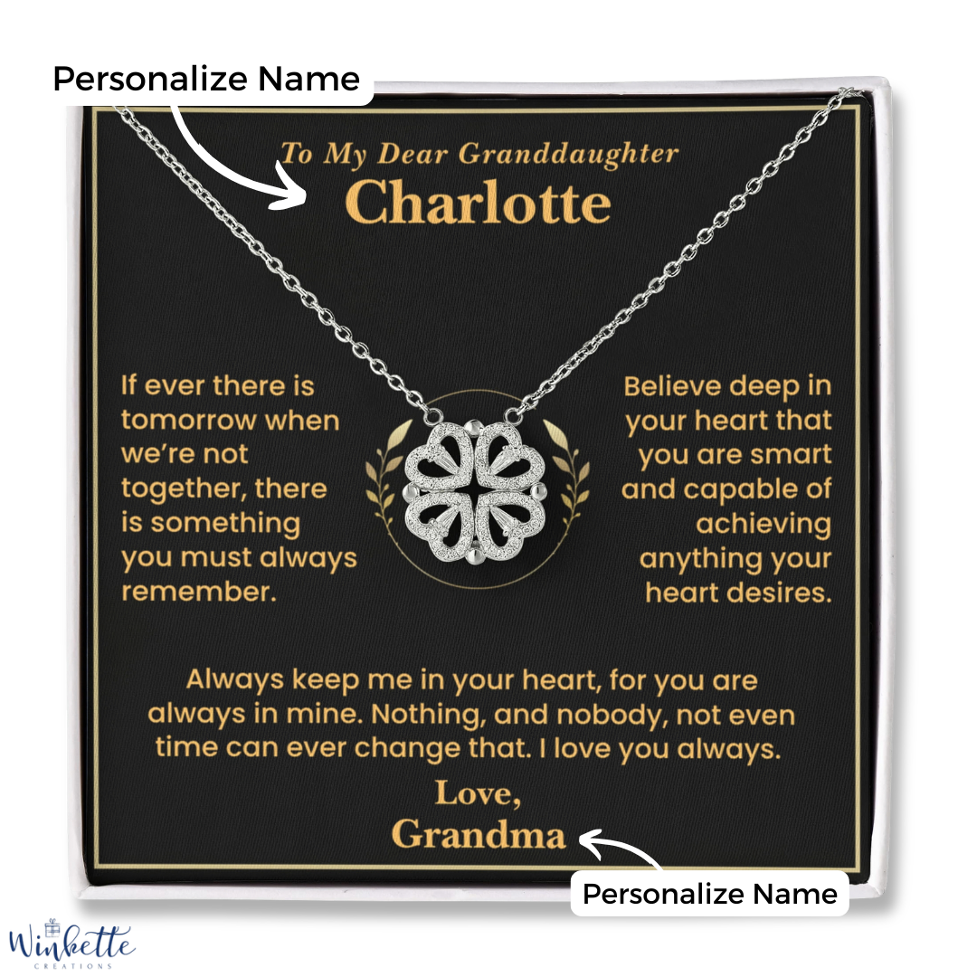 To My Granddaughter Magnetic Hearts Necklace with Personalized Message Card Gift Set (GD127-P)