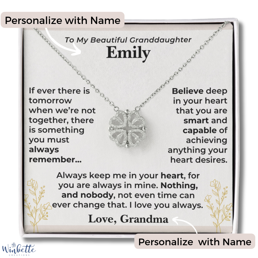 To My Granddaughter Magnetic Hearts Necklace with Personalized Message Card Gift Set (GD128-P)