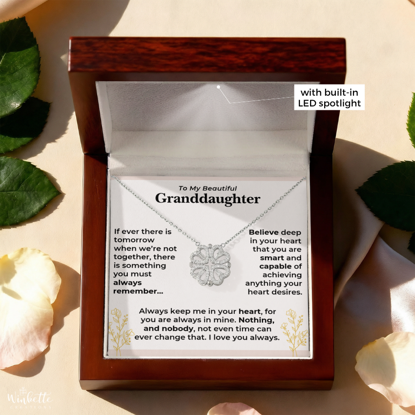 To My Granddaughter Magnetic Hearts Necklace with Message Card Gift Set (GD128)