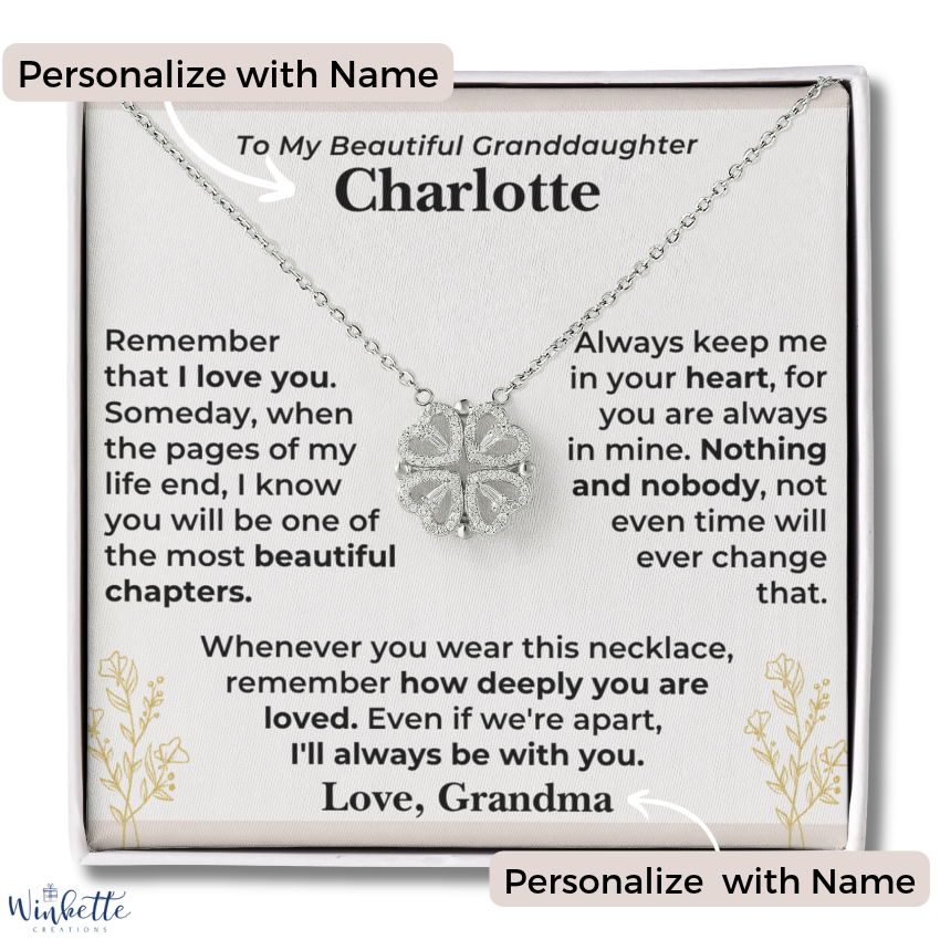 To My Granddaughter Magnetic Hearts Necklace with Personalized Message Card Gift Set (GD129-P)