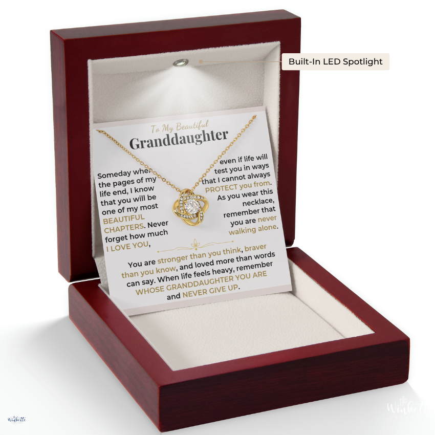 Granddaughter, My Most Beautiful Chapter - Love Knot Necklace Gift Set (GD130)