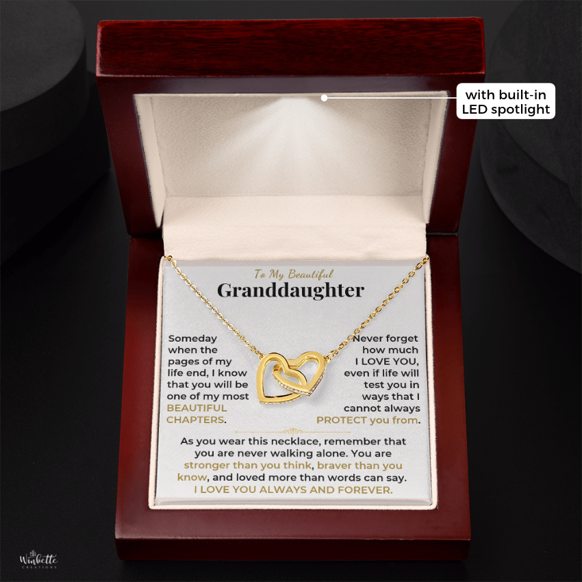 To My Granddaughter - Interlocking Gold Hearts Necklace Gift Set (GD132)