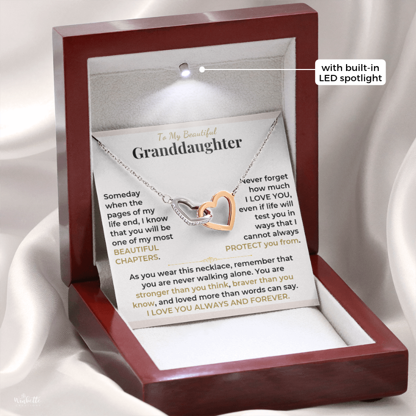 To My Granddaughter - Interlocking Gold Hearts Necklace Gift Set (GD132)
