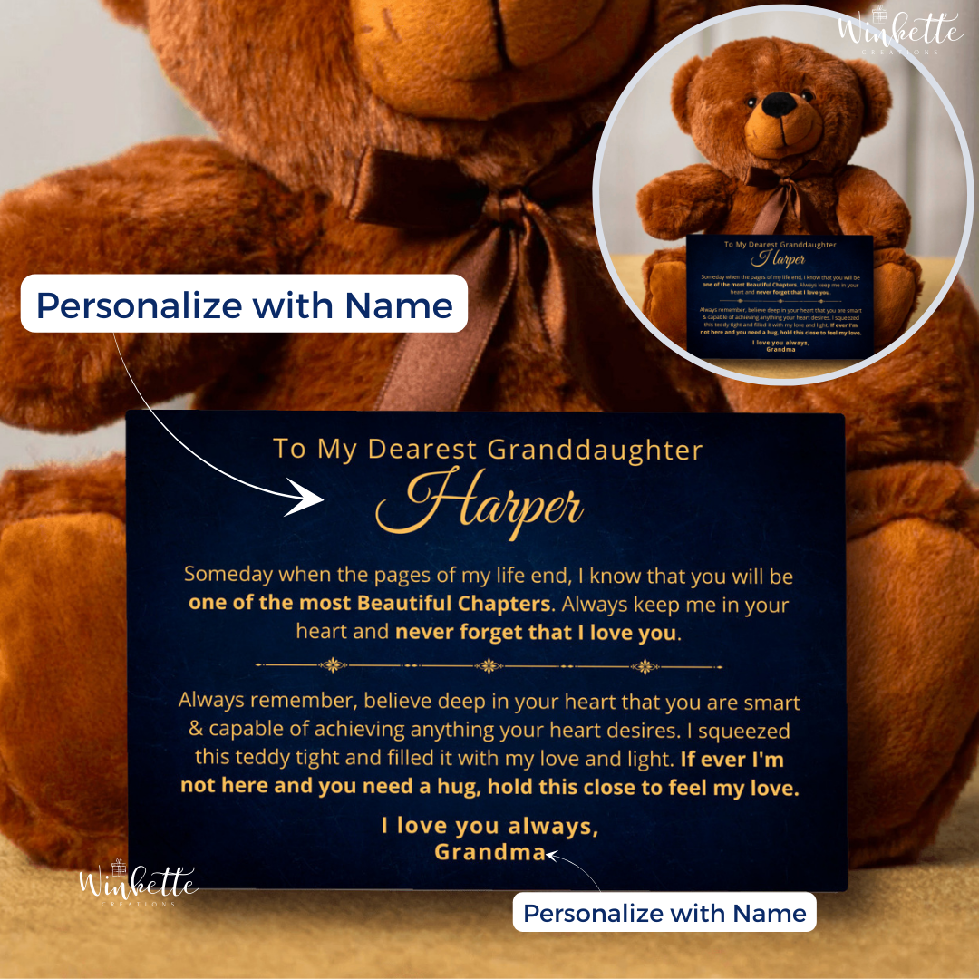 Granddaughter, Never Forget - Teddy Bear with Personalized Canvas Message Card (GD79-P)