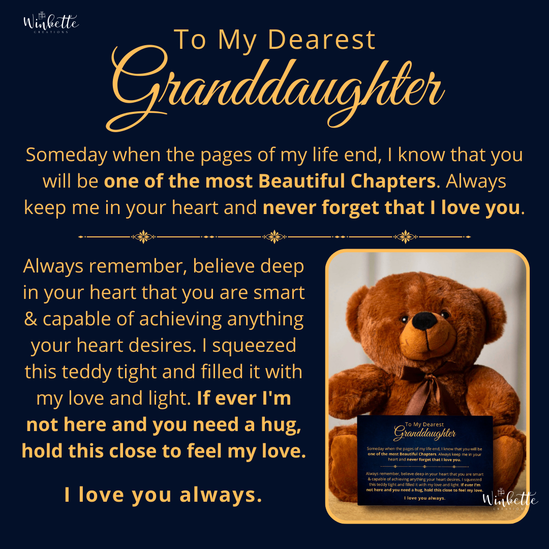 [Almost Sold Out!] Granddaughter, Never Forget - Teddy Bear with Canvas Message Card (GD79)