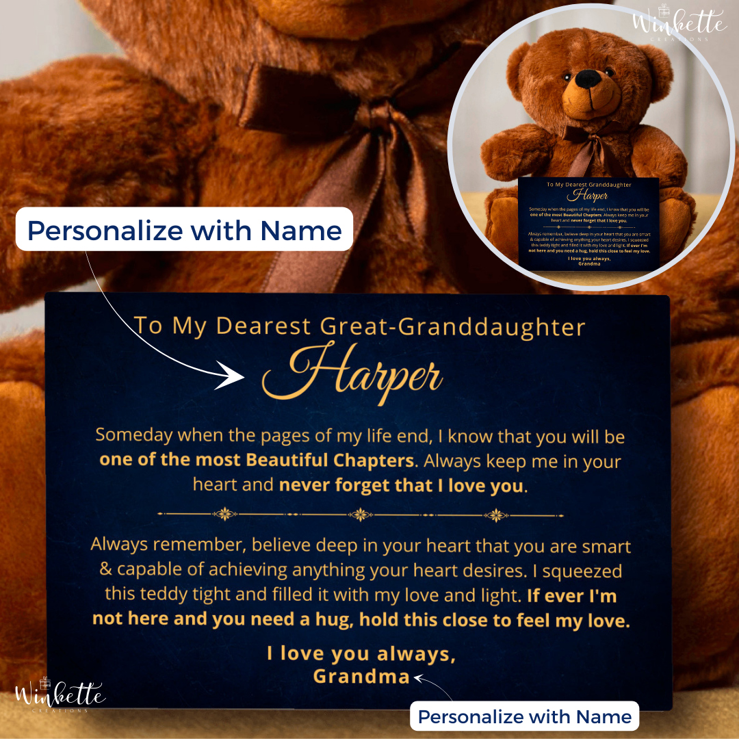 Great-Granddaughter, Never Forget - Teddy Bear with Personalized Canvas (G-GD79-P)