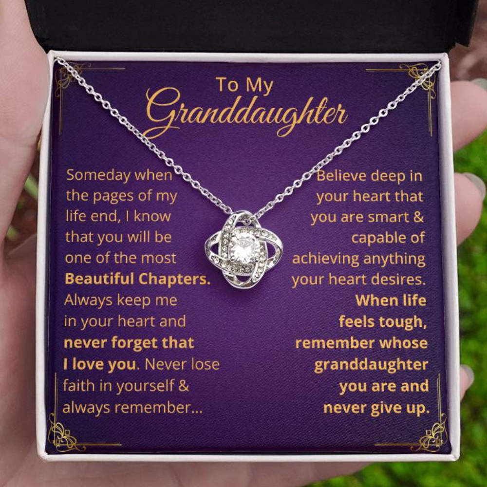 Granddaughter, Never Give Up - Love Knot Necklace (GD90)