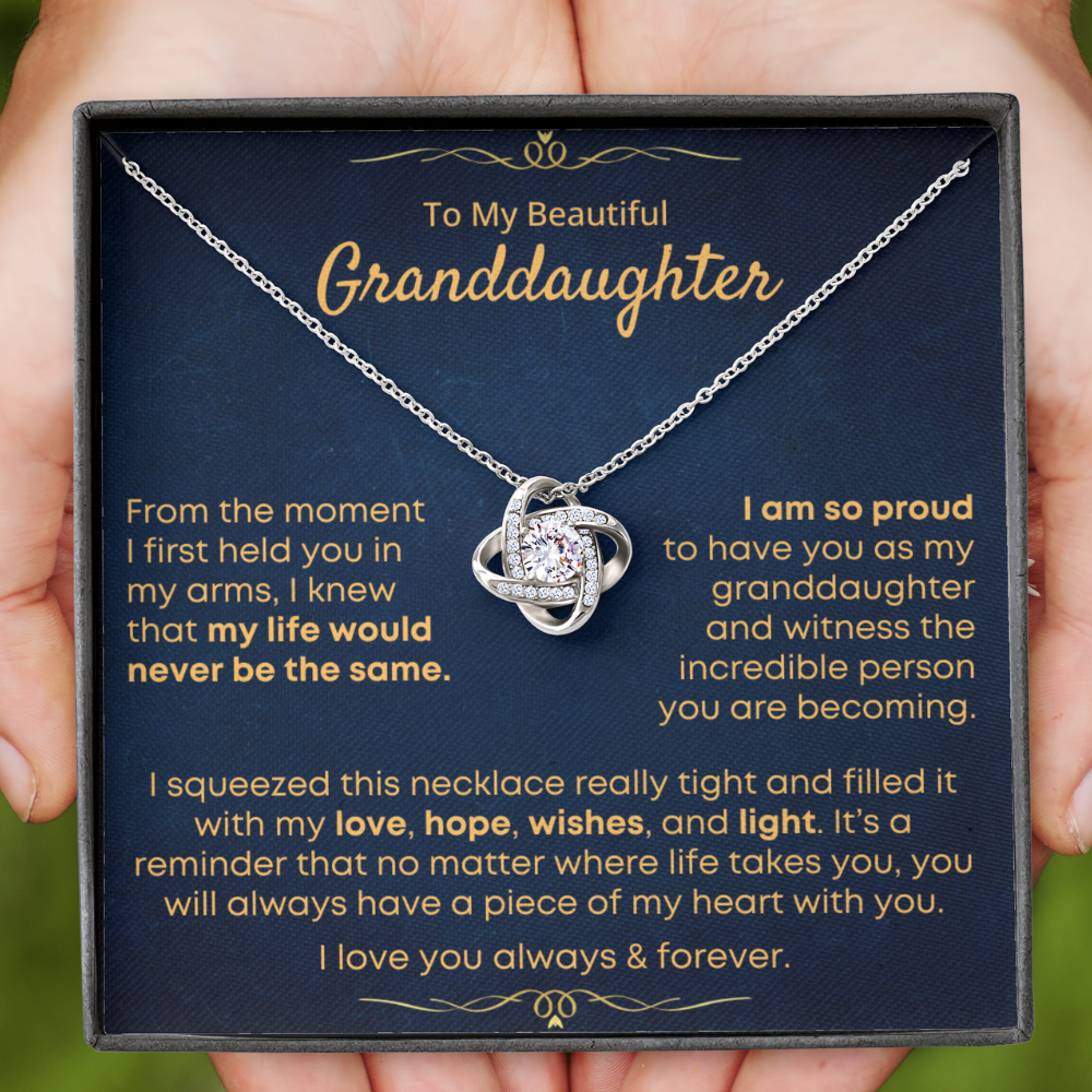 Granddaughter, Piece Of My Heart - Love Knot Necklace (GD96)