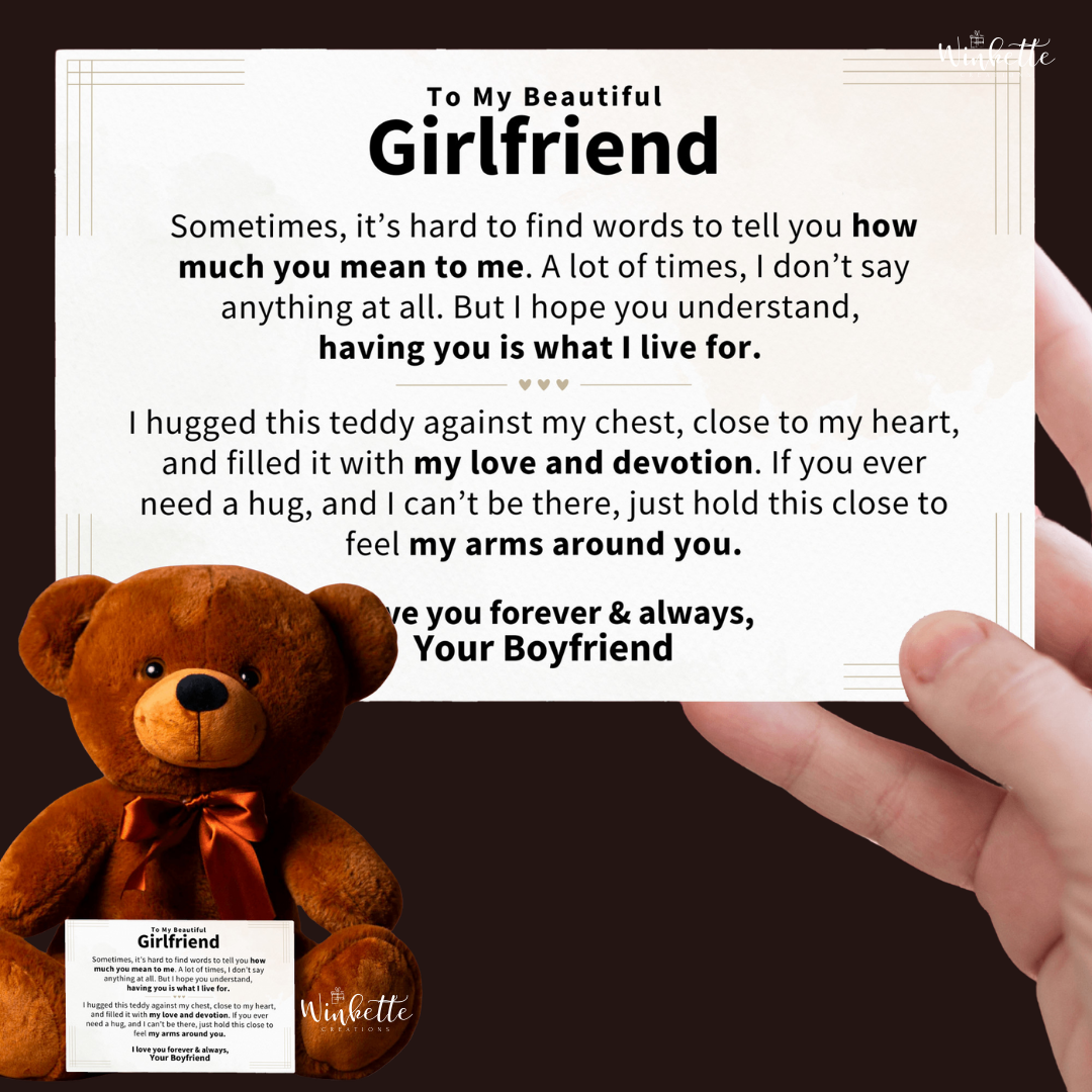 [Almost Sold Out!] To My Girlfriend - Teddy Bear W/ Canvas Message Card (GF1)