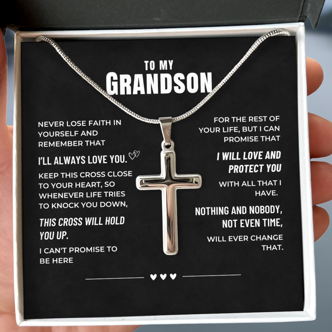 Grandson, Keep This Cross Close - Cross Necklace (GS105)