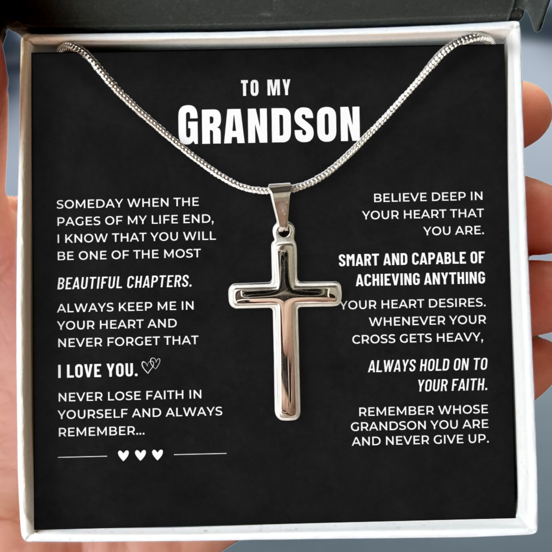 Grandson, Hold On to Your Faith - Cross Necklace (GS107)