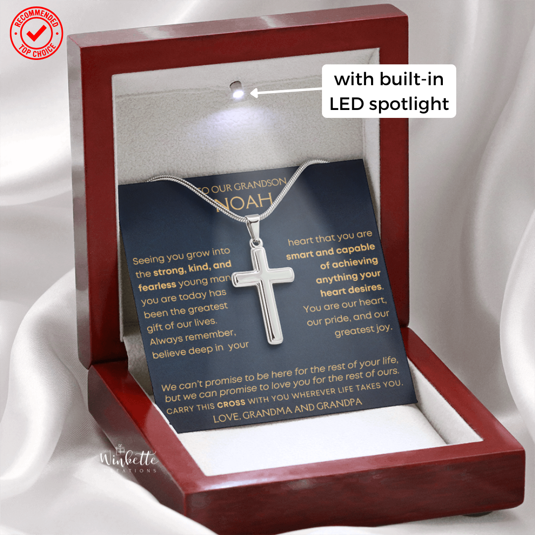 To My Grandson, Greatest Gift Of My Life - Cross Necklace - Personalized (GS109-P)