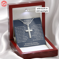 Thumbnail for To My Grandson, Brave and Strong - Cross Necklace - Personalized (GS110-P)