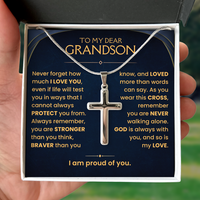 Thumbnail for To My Grandson, Cross Necklace with Love Message Card Gift Set (GS111)