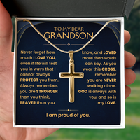 Thumbnail for To My Grandson, Cross Necklace with Love Message Card Gift Set (GS111)
