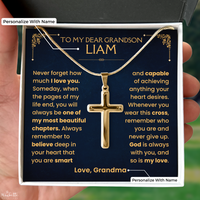 Thumbnail for To My Grandson, Cross Necklace with Personalized Message Card Gift Set (GS113-P)