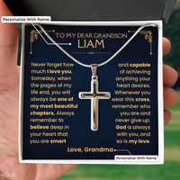 Thumbnail for To My Grandson, Cross Necklace with Personalized Message Card Gift Set (GS113-P)